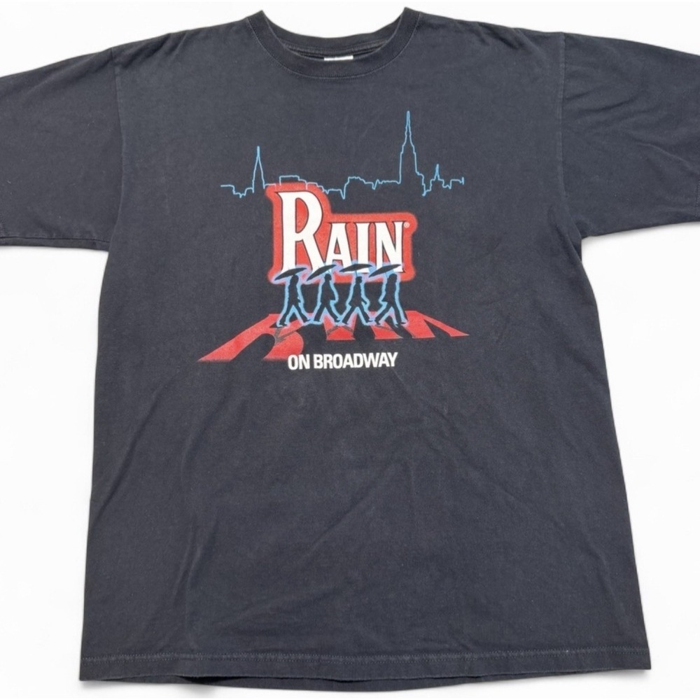 RAIN Beatles Tribute Broadway Show T Shirt Abbey Road Graphic Large 00s Y2K Band